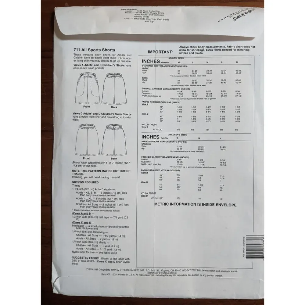UNCUT Ann Person Pattern 711 All Sports Shorts